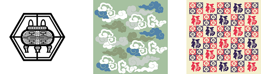 인공물문 문양, 자연산수문 문양, 문자문 문양