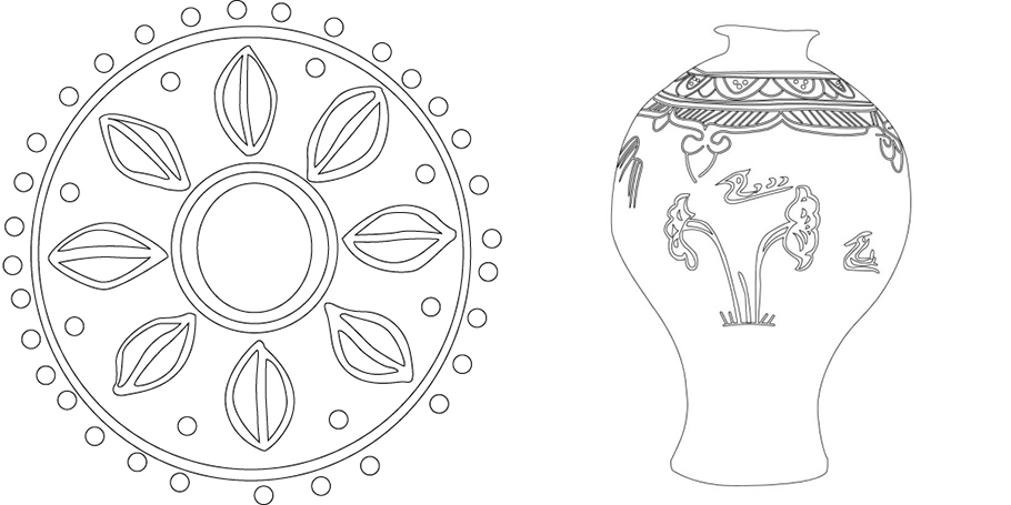 고려 연꽃문, 국화문 ⓒ 문화포털 <전통문양>